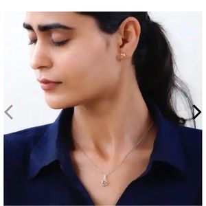 Simulated Champagne Diamond Solitaire Stud Earrings and Pendant .